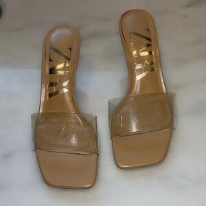 Zara Brown Women's Clear Strap Mules